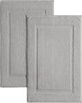 Casual Living Grey Cotton Bath Mats, Set of 2 Towel Mats for Bathroom Floor, Banded Absorbent Cotton Bath Rugs, Washable, Bathroom Accessories, 34-inch x 21-inch, Grey