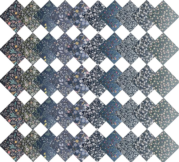 HANPATQUI 50PCS 10 x 10 inch Grey Printed 100% Cotton Fat Quarters Fabric for Sewing and Quilting Bundles Precut Fabric Square for DIY Craft Patchwork