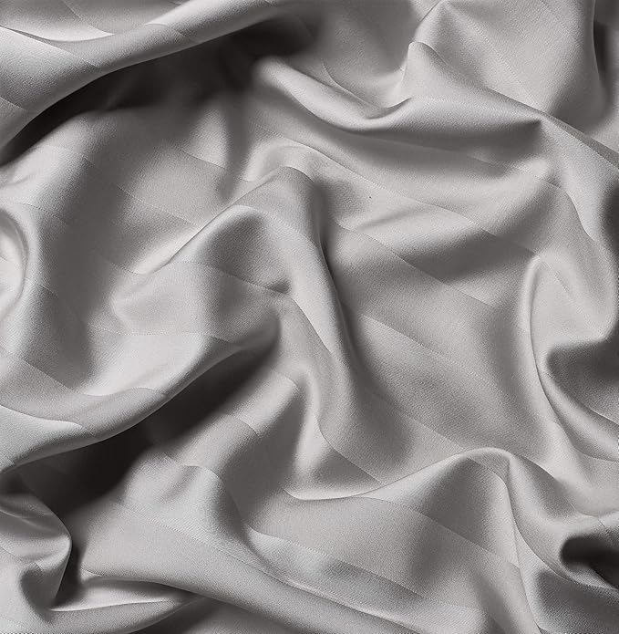 Pure Bamboo King Sheets, Genuine 100% Organic Viscose Derived from Bamboo Bed Sheet Set, Luxuriously Soft & Cooling, Double Stitching, 2 Year Quality Promise (King, Jacquard Silver)
