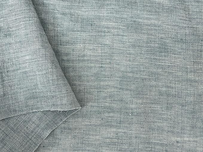100% Linen Fabric – Yarn Dyed Chambray, Pre-Washed, Lightweight Crisp & Cool Handfeel, 52–54" Wide – The Linen Lab (Dusty Green 6926, 1y)