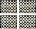 MACKENZIE-CHILDS Set of 4 Sinamay Placemats, Durable Woven Table Mats, Black