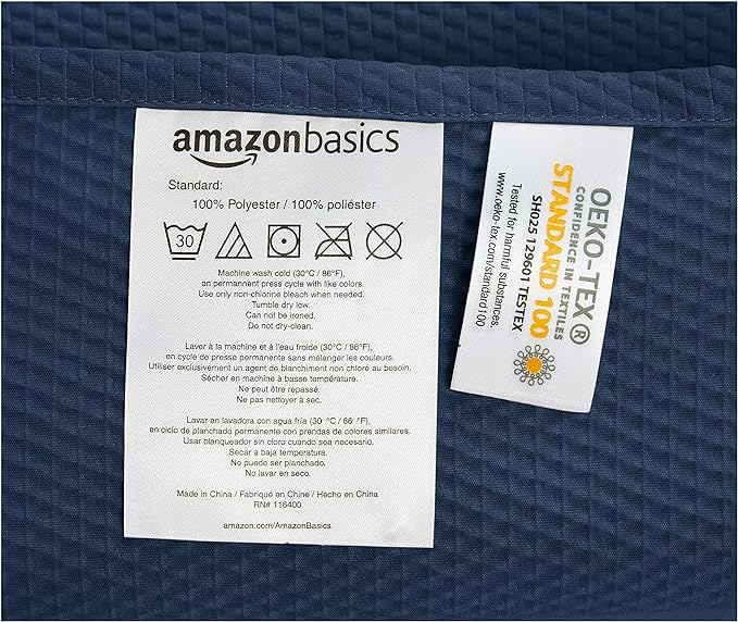 Amazon Basics Waffle Weave Shower Curtain, 72" x 72", Navy Blue