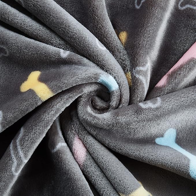 Allisandro Luxurious Dog Blanket, 350 GSM Super Fuzzy Microplush Fleece Pet Blankets for Small Medium Large Dogs and Cats, Vivid Bone, 80 × 64 Inches