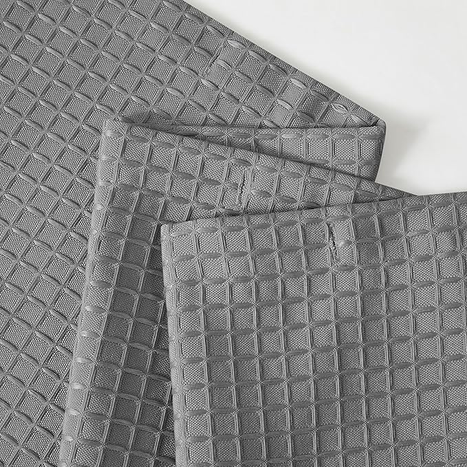 Indecor Home Luxury Waffle Weave Shower Curtain Elegant Hotel Style Fabric for Bathroom, Water Repellent, Machine Washable Dark Grey Waffle
