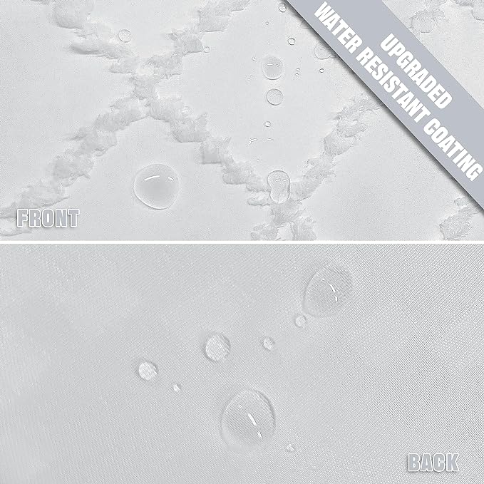 Siiluminisoy Boho White Woven Fabric Shower Curtain with Tassels 72 x 70 Modern Farmhouse Minimalist Tufted Chevron Striped Shabby Chic Textured, Water Resistant Curtain for Bathroom, Hotel Decor