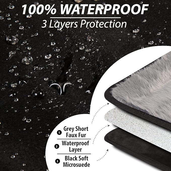 Callarome Waterproof Faux Fur Dog Blanket - Waterproof Dog Blanket for Bed, Couch or Dog Crate - Grey [50"x60"]