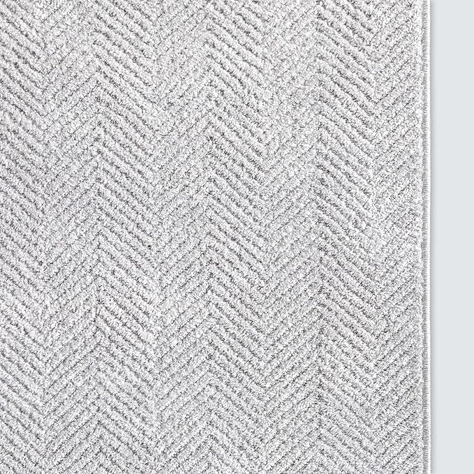 Well Woven Custom Size Hallway & Stair Runner- Harlow Pompeii Light Grey 31 Inches Wide x 23 Feet Long Runner (31" x 23') Runner Rug - Modern Chevron Pattern, Ultra-Soft, Easy-Clean