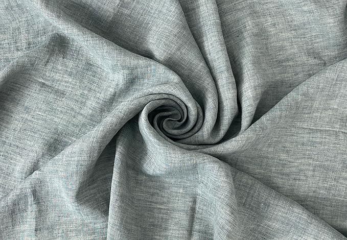 100% Linen Fabric – Yarn Dyed Chambray, Pre-Washed, Lightweight Crisp & Cool Handfeel, 52–54" Wide – The Linen Lab (Dusty Green 6926, 3y)