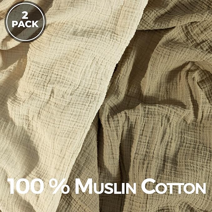 Dreamology Receiving Blanket,Muslin Swaddling Blankets for Newborn Boy, Girl, 2 Pack, Soft and Breathable,100% Cotton Swaddle Blanket,Large Baby Swaddle Blanket, 44 x 44 inches | Olive and Acru