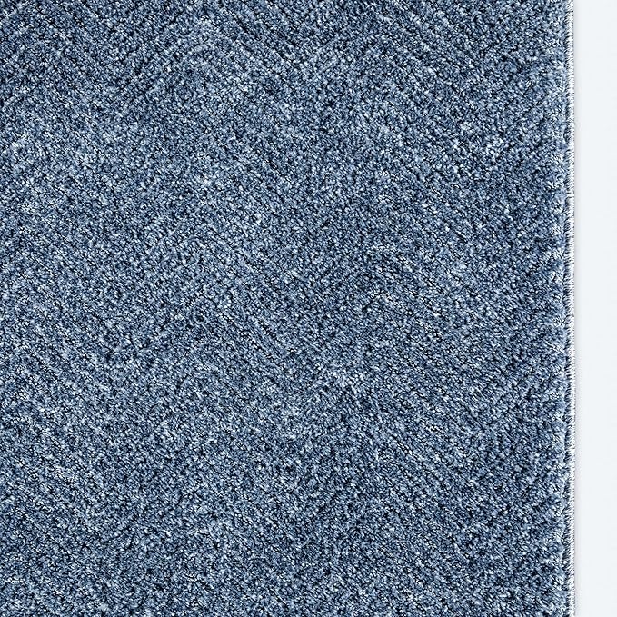 Well Woven Custom Size Hallway & Stair Runner- Harlow Pompeii Blue 31 Inches Wide x 95 Feet Long Runner (31" x 95') Runner Rug - Modern Chevron Pattern, Ultra-Soft, Easy-Clean