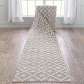 Well Woven Custom Size Hallway Stair Runner - Choose Your Length - Ainsley Ivory Diamond Trellis Geometric Tribal - 27 Inches Wide x 85 Feet Long Runner (27" x 85' Runner) Rug