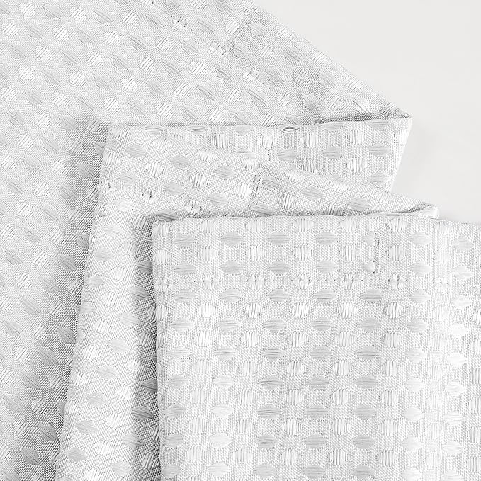 Indecor Home Luxury Dobby Weave Shower Curtain Elegant Hotel Style Fabric for Bathroom, Water Repellent, Machine Washable White Dobby