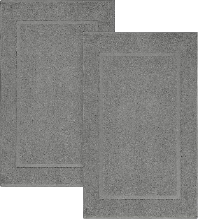 ELITE Emporium Home Collection 2-Piece Cotton Bathroom Mat Set, 21" x 34" - 100% Cotton, Absorbent, Quick-Dry, Bath Towel Mats for Floor, Charcoal Grey [Not a Bathroom Rug]