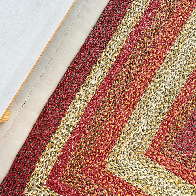 Traditional Jute Braided Rug, Rustic Country Décor for Kitchen, Living Room, Dining Room, Bedroom, Marigold, 8'X10'