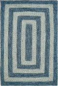 Traditional Jute Braided Runner Rug, Rustic Primitive Country Décor for Kitchen, Entryway, Hallway, Denim Blue, 2'X8'