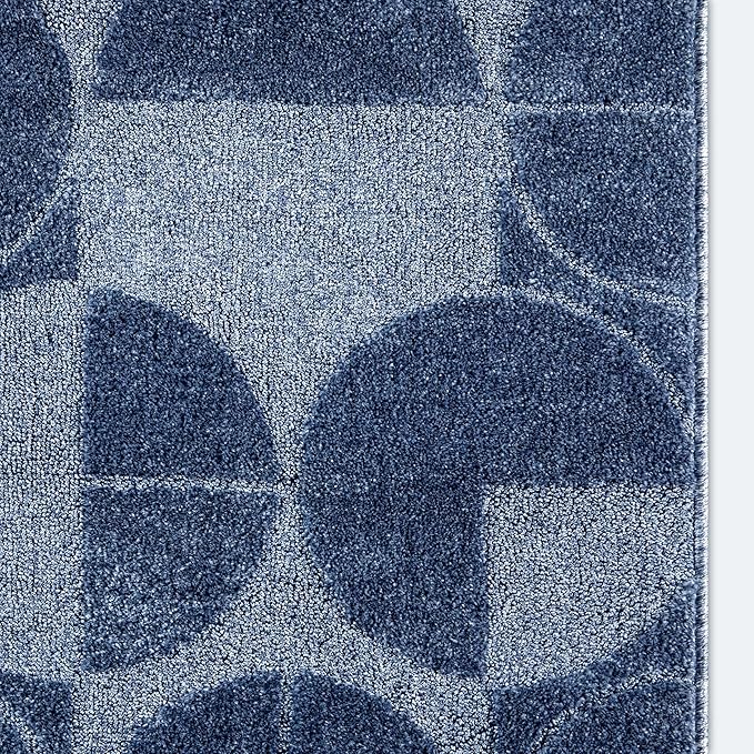 Well Woven Custom Size Hallway & Stair Runner- Harlow Harmony Blue 27 Inches Wide x 2 Feet Long Runner (27" x 2') Runner Rug - Modern Geometric Pattern, Ultra-Soft, Easy-Clean