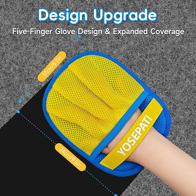 YOSEPATI Pet Hair Removal Glove, Five-Finger Magic Brush Electrostatic Mitt 2 PCs, Pet Hair Remover Tool for Dog & Cat, Reusable Pet Hair Gloves Pet Grooming Needs, Fur Remover for Couch & Clothing