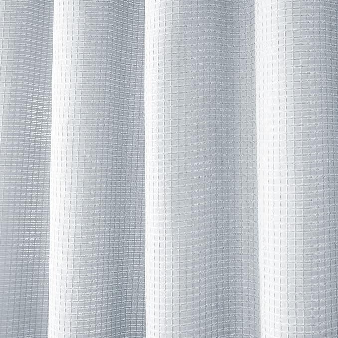 Indecor Home Luxury Waffle Weave Shower Curtain Elegant Hotel Style Fabric for Bathroom, Water Repellent, Machine Washable Light Grey Waffle