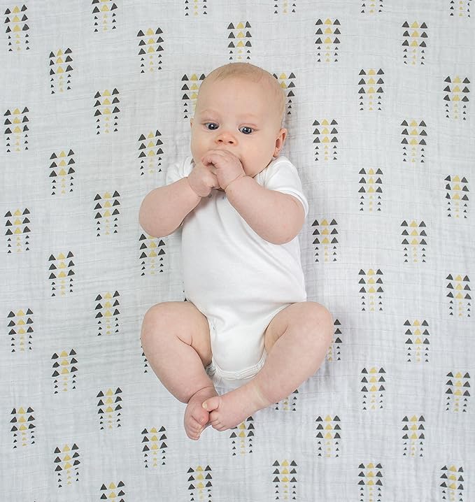 SwaddleDesigns Cotton Muslin Swaddle Blankets, Set of 4, Receiving Blankets for Baby Boys & Girls, Best Shower Gift, 46x46 inches, Gold & Graphite