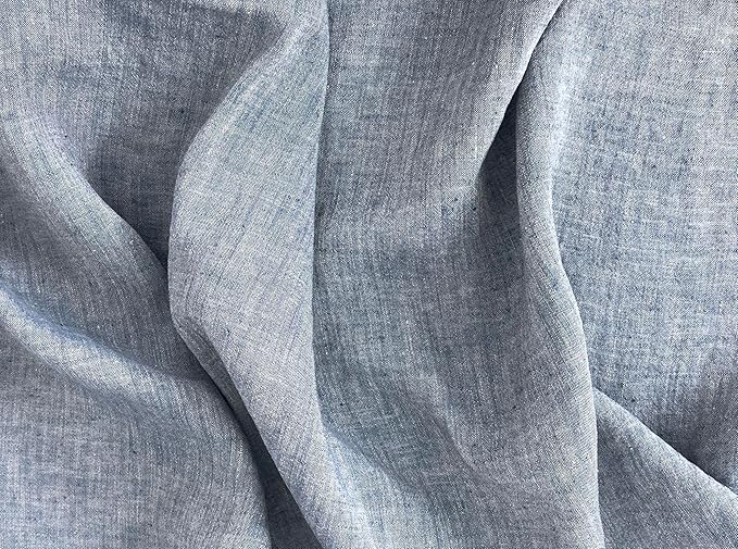 100% Linen Fabric – Yarn Dyed Chambray, Pre-Washed, Lightweight Crisp & Cool Handfeel, 52–54" Wide – The Linen Lab (Driftwood Blue 6924, 3y)