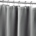 MISS SELECTEX Fabirc Shower Curtain for Bathroom, 230GSM Matt Waffle Water Repellent Durable Fabric Spa Hotel Shower Curtain, Machine Washable Cloth Shower Curtain(72Wx84H,Grey)