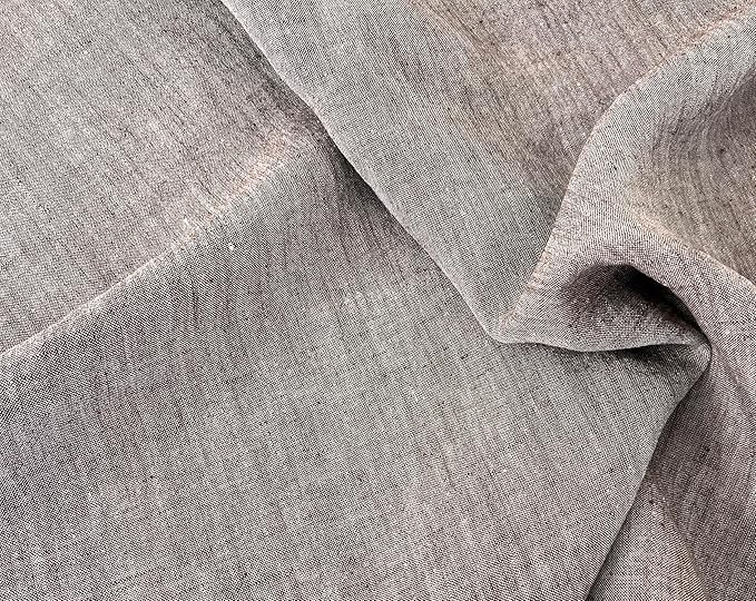 100% Linen Fabric – Yarn Dyed Chambray, Pre-Washed, Lightweight Crisp & Cool Handfeel, 52–54" Wide – The Linen Lab (Brown 4825, 1y)