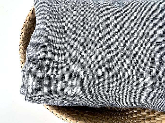 100% Linen Fabric – Yarn Dyed Chambray, Pre-Washed, Lightweight Crisp & Cool Handfeel, 52–54" Wide – The Linen Lab (Driftwood Blue 6924, 1y)