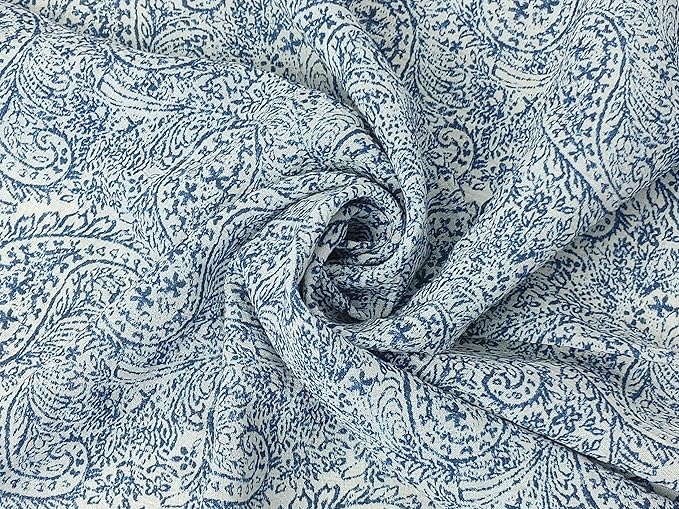 Linen Rayon Blend Fabric by The Linen Lab – Lightweight, Soft, Pre-Washed Material for Sewing, Clothing, Crafts & DIY (1 Yard pre Cut, Paisley Navy with Subtle Wrinkle Effect)
