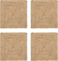 Hausattire Jute Braided Placemats 14x14 Inches Set of 4 Reversible Handwoven Boho Vintage Placemats for Kitchen Dining Tables|BBQ's Thanksgiving Decor Weddings Indoor & Outdoor Parties|Natural
