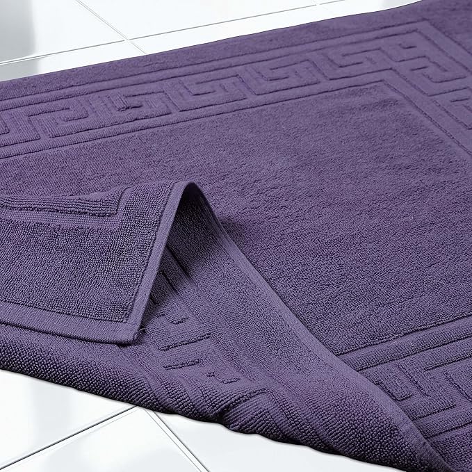 Superior Hotel & Spa Quality Bath Mat Set of 2, Made of Long-Staple Combed Cotton, Durable and Washable 100% Cotton Bathroom Mat 2-Pack, Royal Purple, 22" x 35"