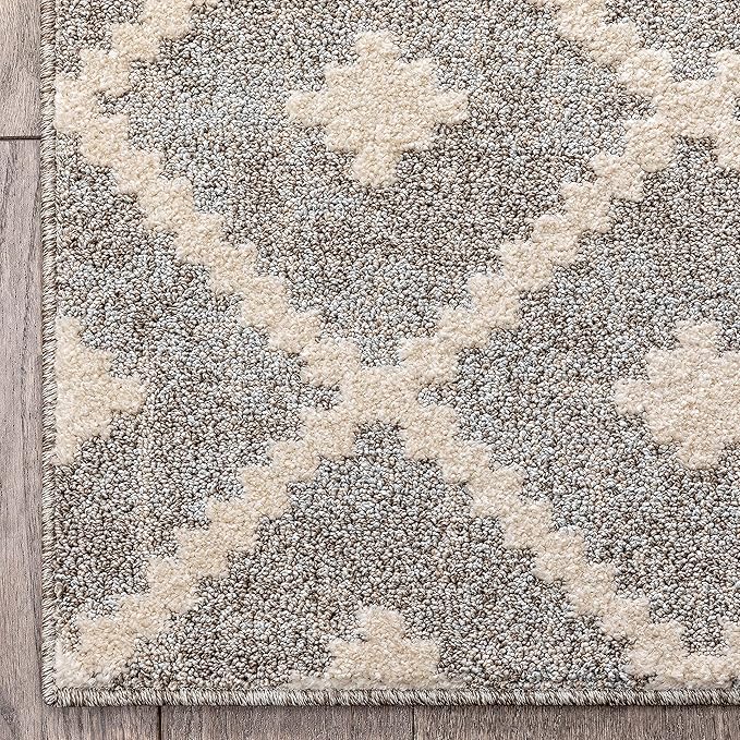 Well Woven Custom Size Hallway Stair Runner - Choose Your Length - Ainsley Ivory Diamond Trellis Geometric Tribal - 27 Inches Wide x 85 Feet Long Runner (27" x 85' Runner) Rug