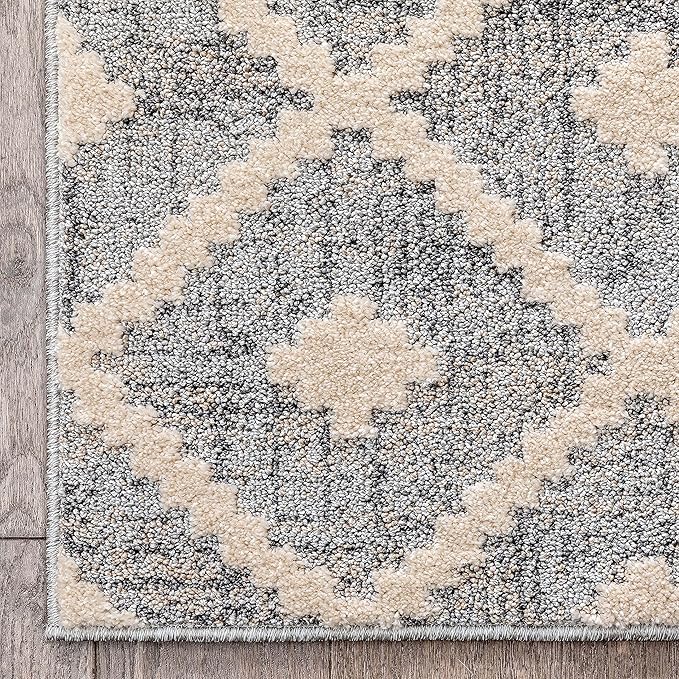 Well Woven Custom Size Hallway Stair Runner - Choose Your Length - Ainsley Grey Diamond Trellis Geometric Tribal - 27 Inches Wide x 11 Feet Long Runner (27" x 11' Runner) Rug