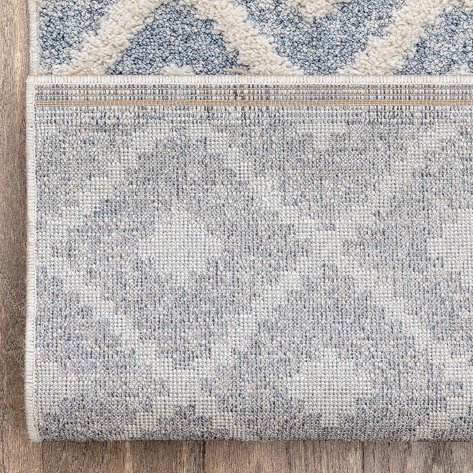 Well Woven Custom Size Runner - Choose Your Length - Ainsley Blue Diamond Trellis Geometric Tribal - 31 Inches Wide x 24 Feet Long Runner (31" x 24' Runner) Rug