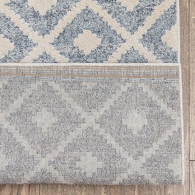 Well Woven Custom Size Hallway Stair Runner - Choose Your Length - Ainsley Blue Diamond Trellis Geometric Tribal - 31 Inches Wide x 12 Feet Long Runner (31" x 12' Runner) Rug